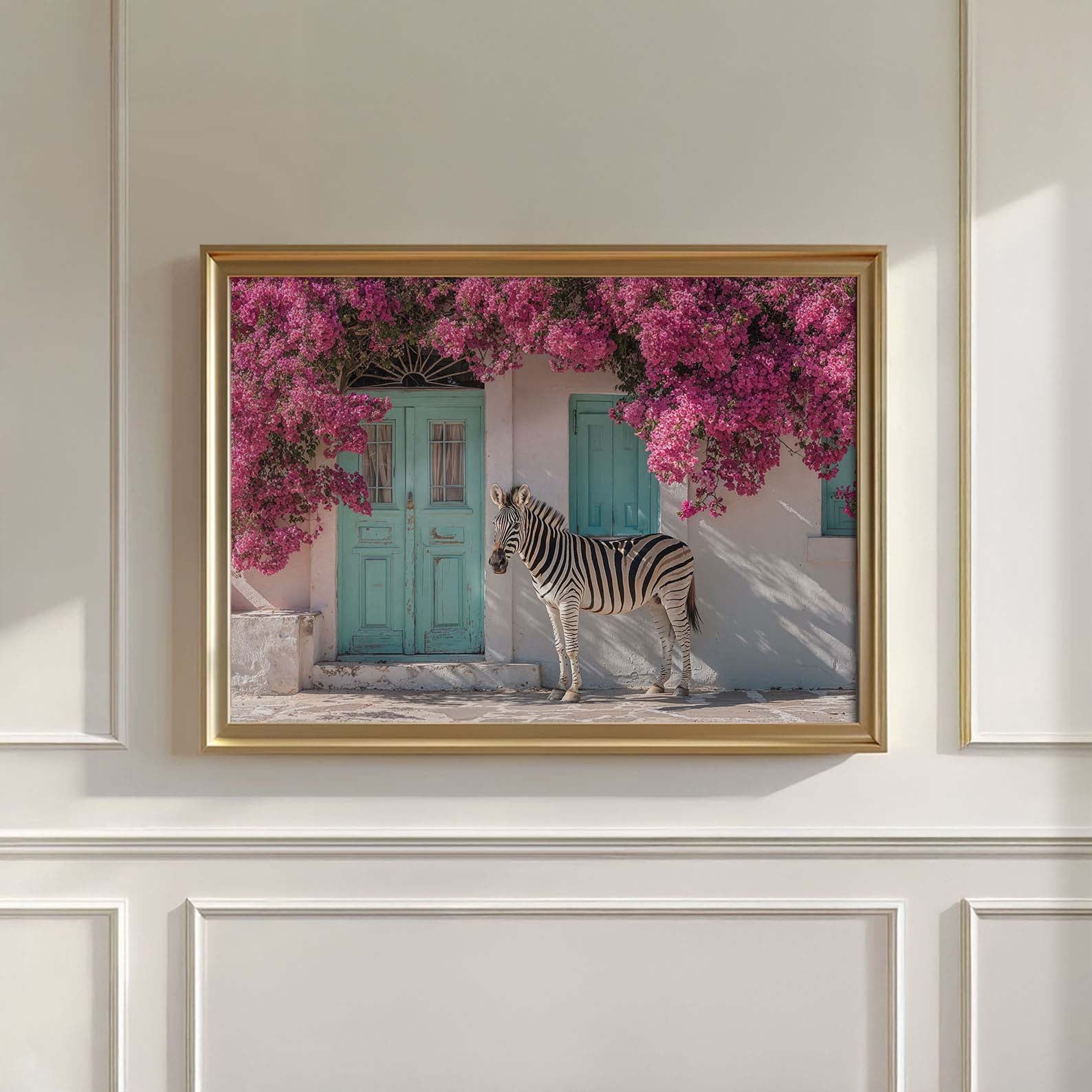 Mediterranean Zebra In Bloom, Horizontal, Wall Art