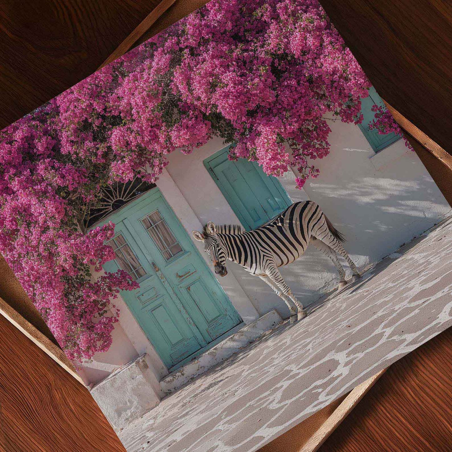 Mediterranean Zebra In Bloom, Square, Art Print