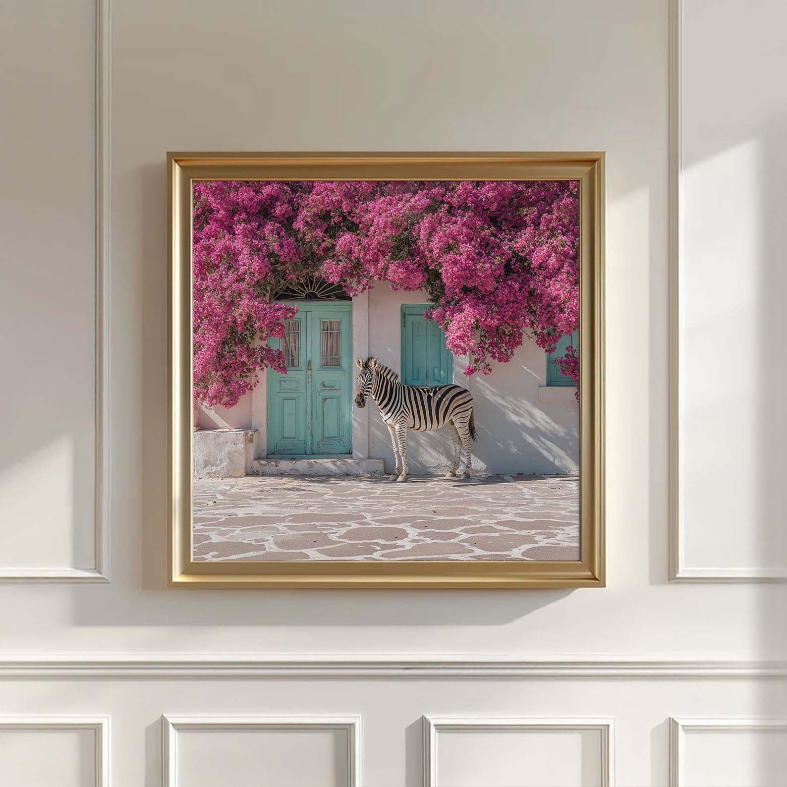 Mediterranean Zebra In Bloom, Square, Wall Art