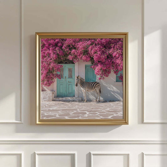 Mediterranean Zebra In Bloom, Square, Wall Art