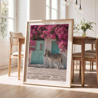 Mediterranean Zebra In Bloom, Vertical, Framed Art