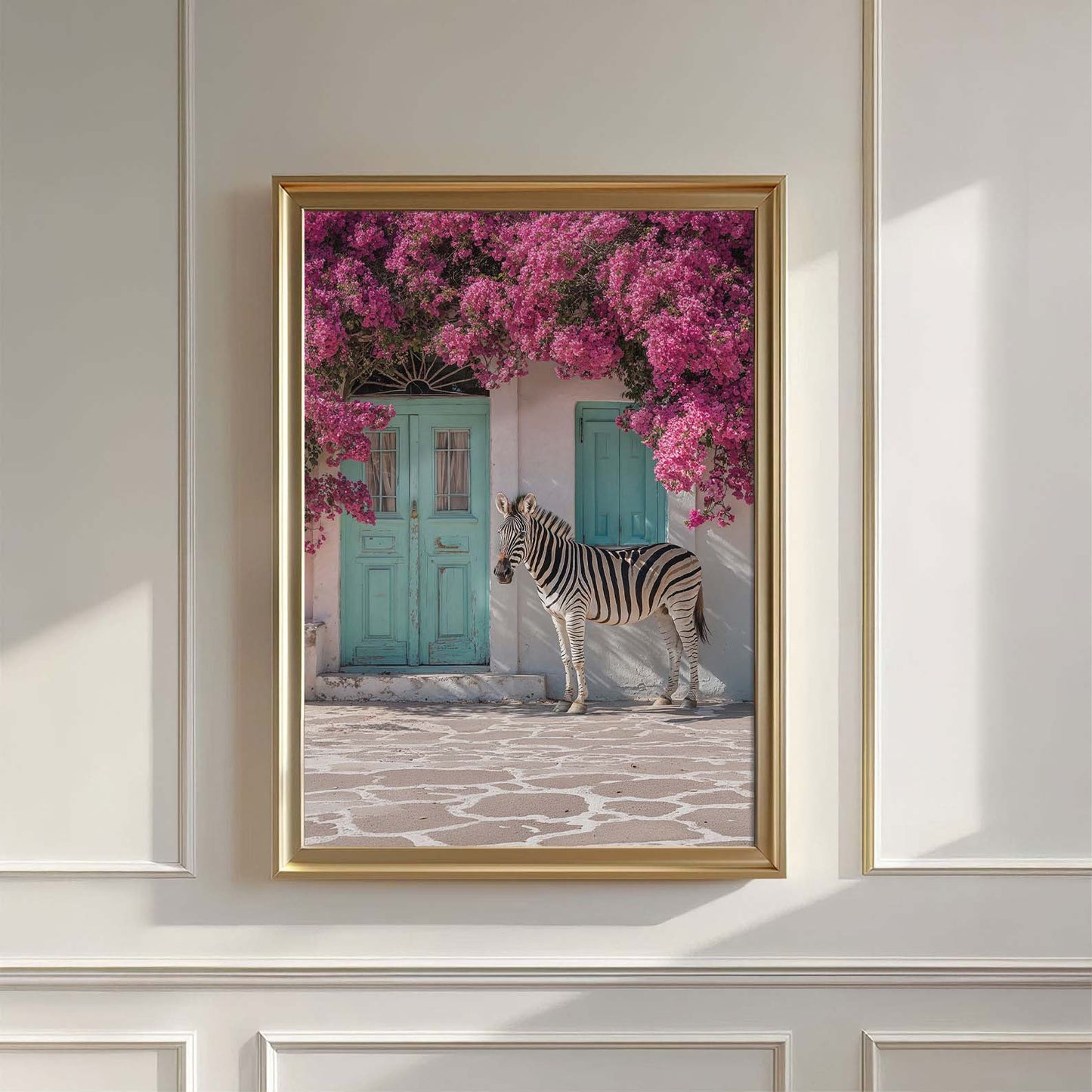 Mediterranean Zebra In Bloom, Vertical, Wall Art
