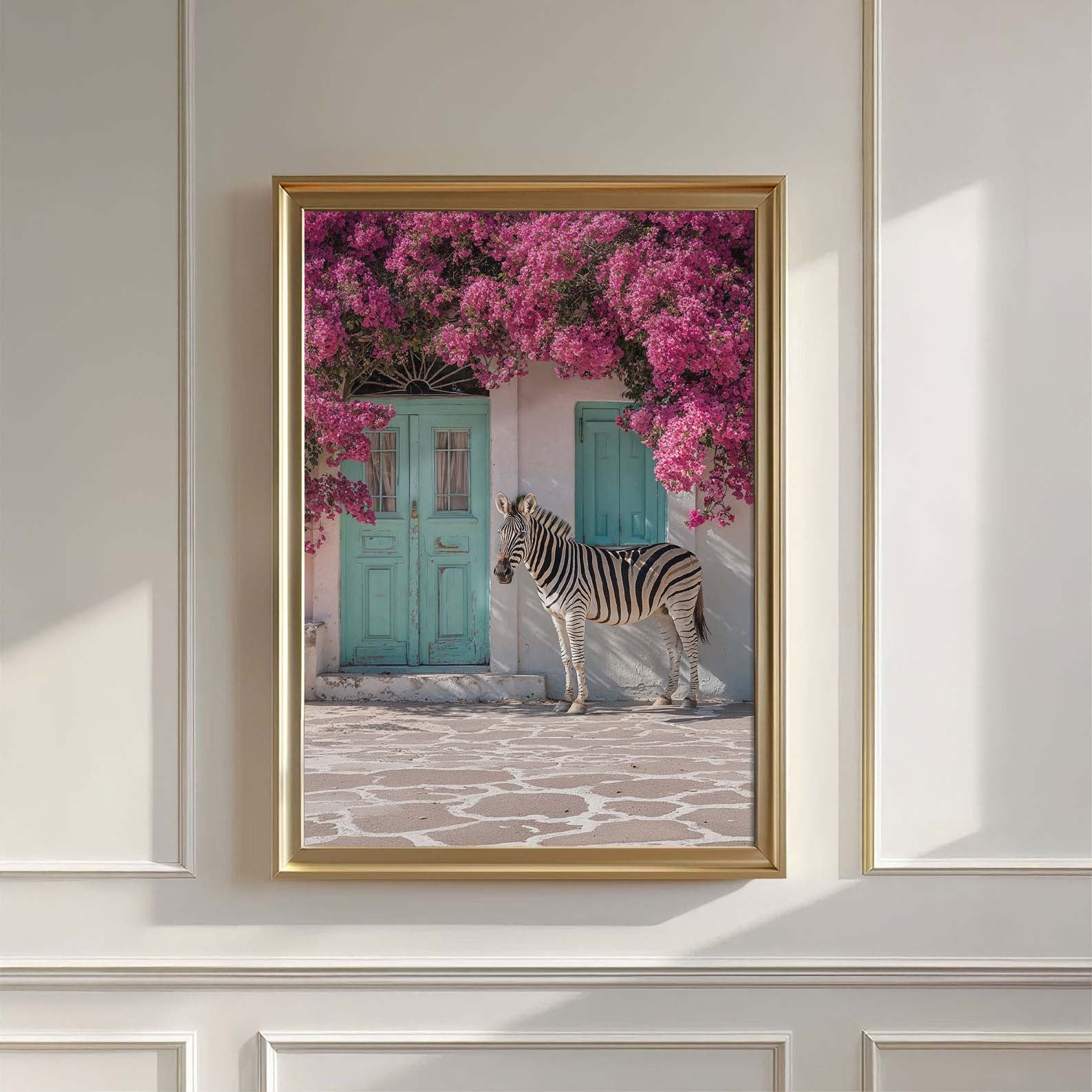 Mediterranean Zebra In Bloom, Vertical, Wall Art