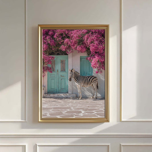 Mediterranean Zebra In Bloom, Vertical, Wall Art