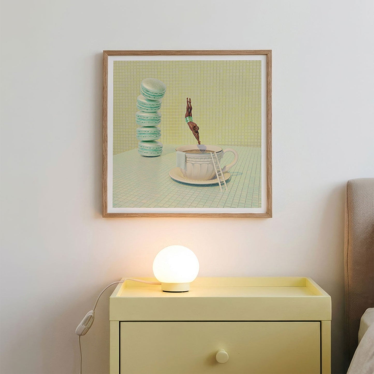 Minty High Dive, Square, Framed Art