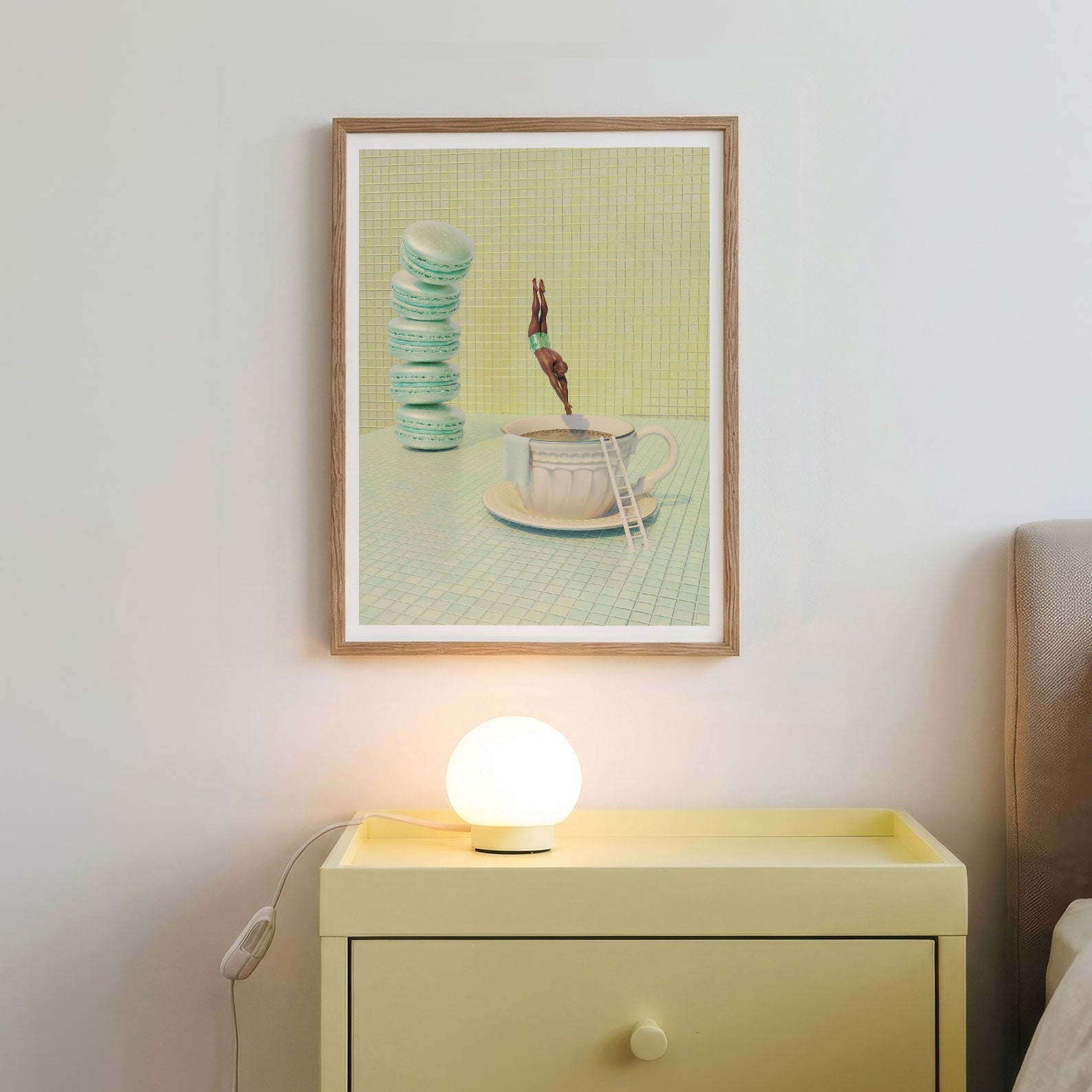 Minty High Dive, Vertical, Framed Art