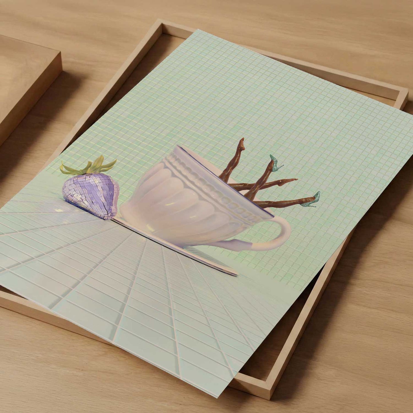 Minty Latte, Vertical, Art Print