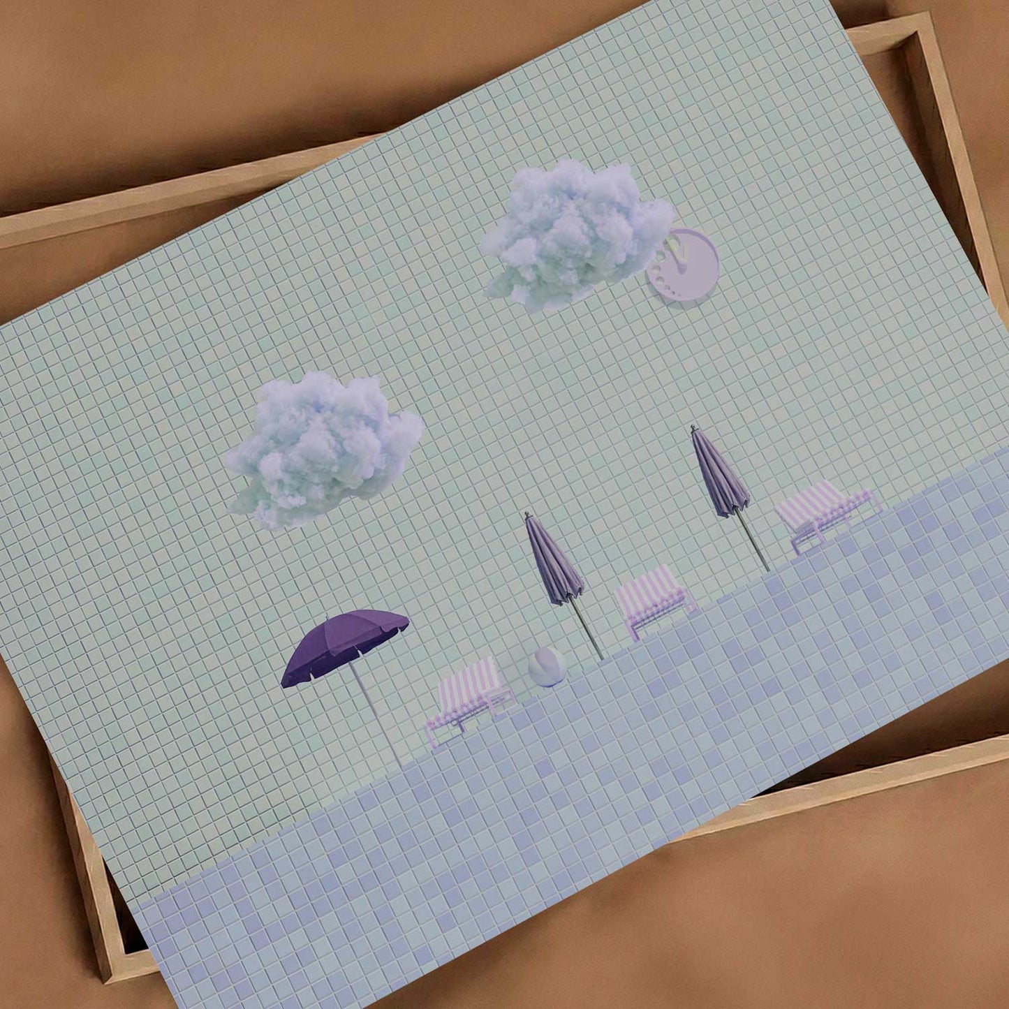 Minty Poolside, Horizontal, Art Print