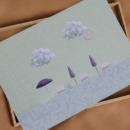 Minty Poolside, Horizontal, Art Print