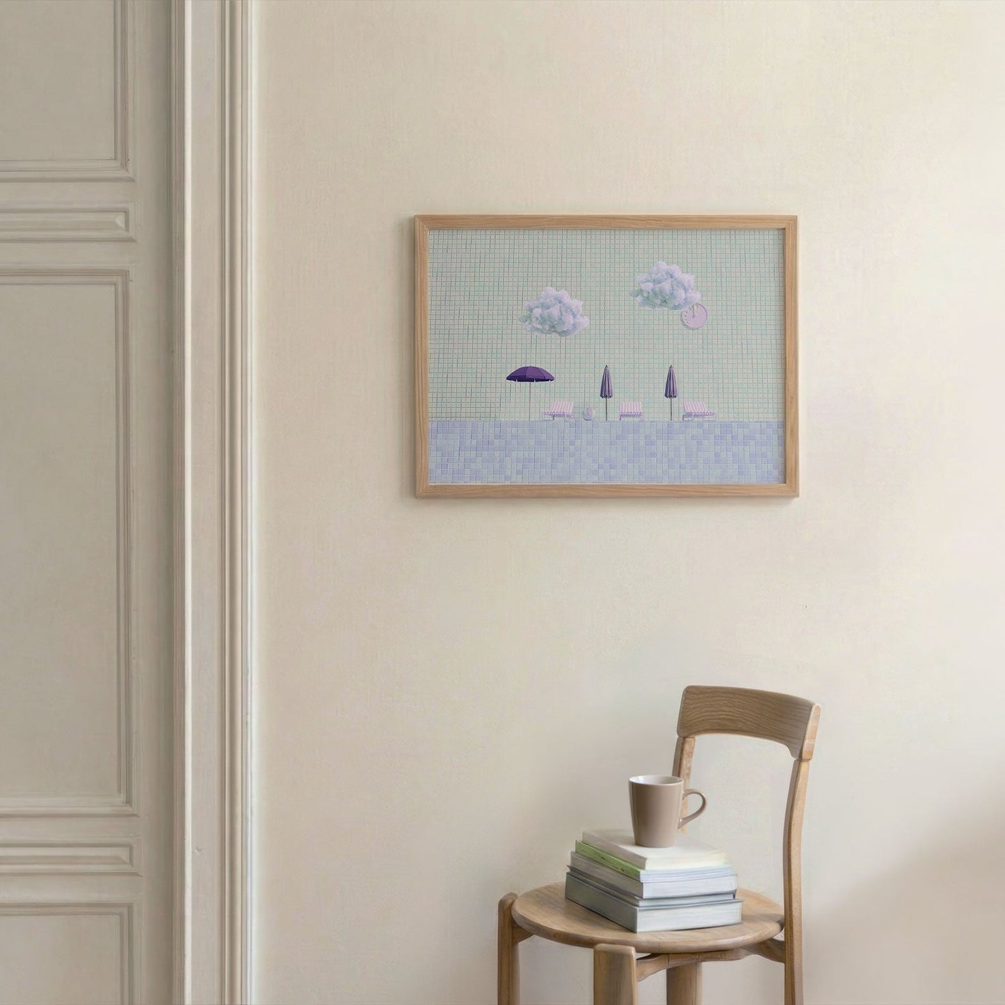 Minty Poolside, Horizontal, Framed Art