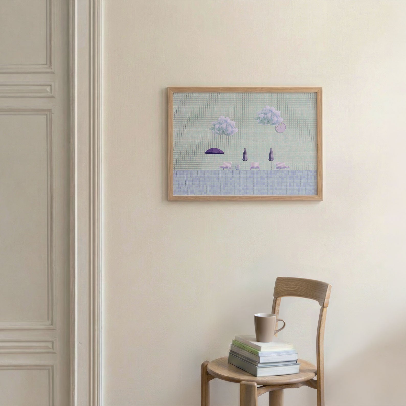 Minty Poolside, Horizontal, Framed Art