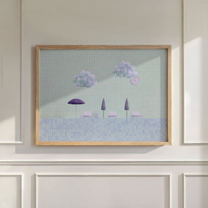 Minty Poolside, Horizontal, Wall Art