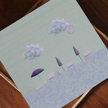 Minty Poolside, Square, Art Print