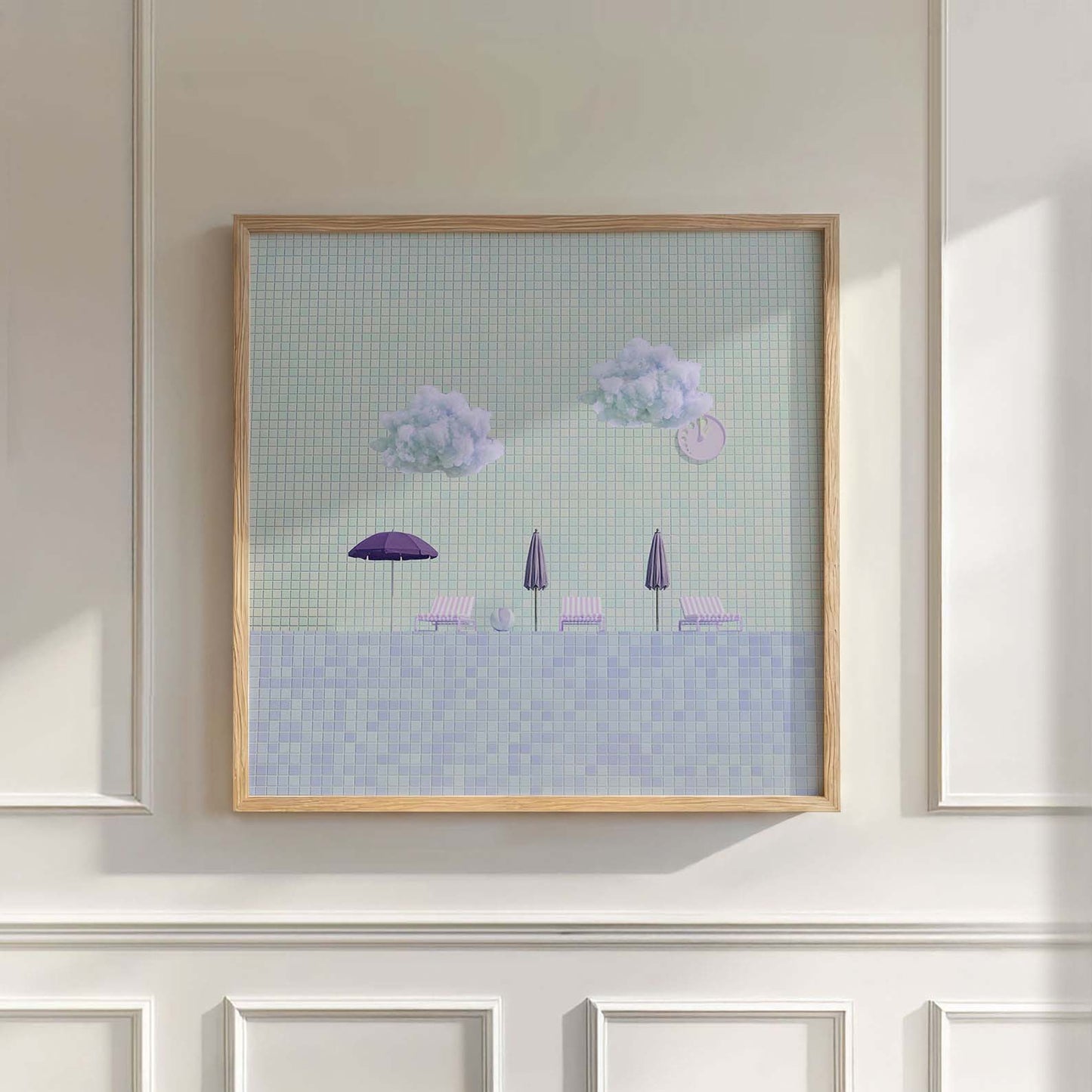 Minty Poolside, Square, Wall Art