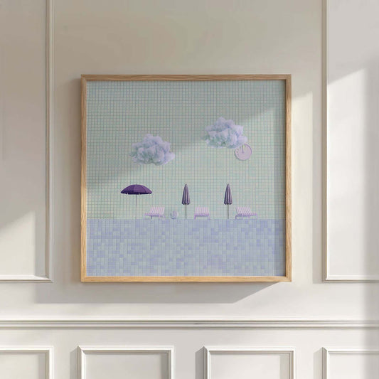 Minty Poolside, Square, Wall Art