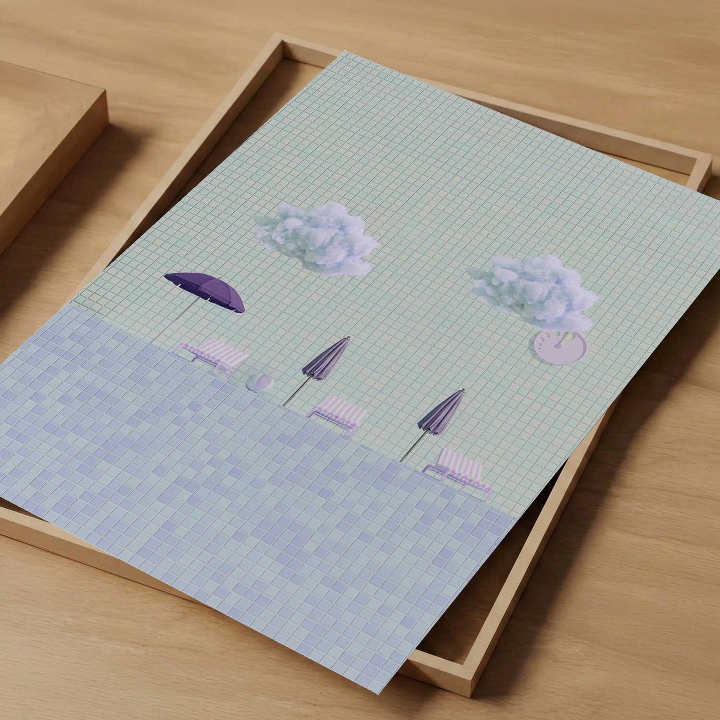 Minty Poolside, Vertical, Art Print