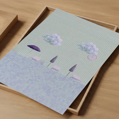 Minty Poolside, Vertical, Art Print