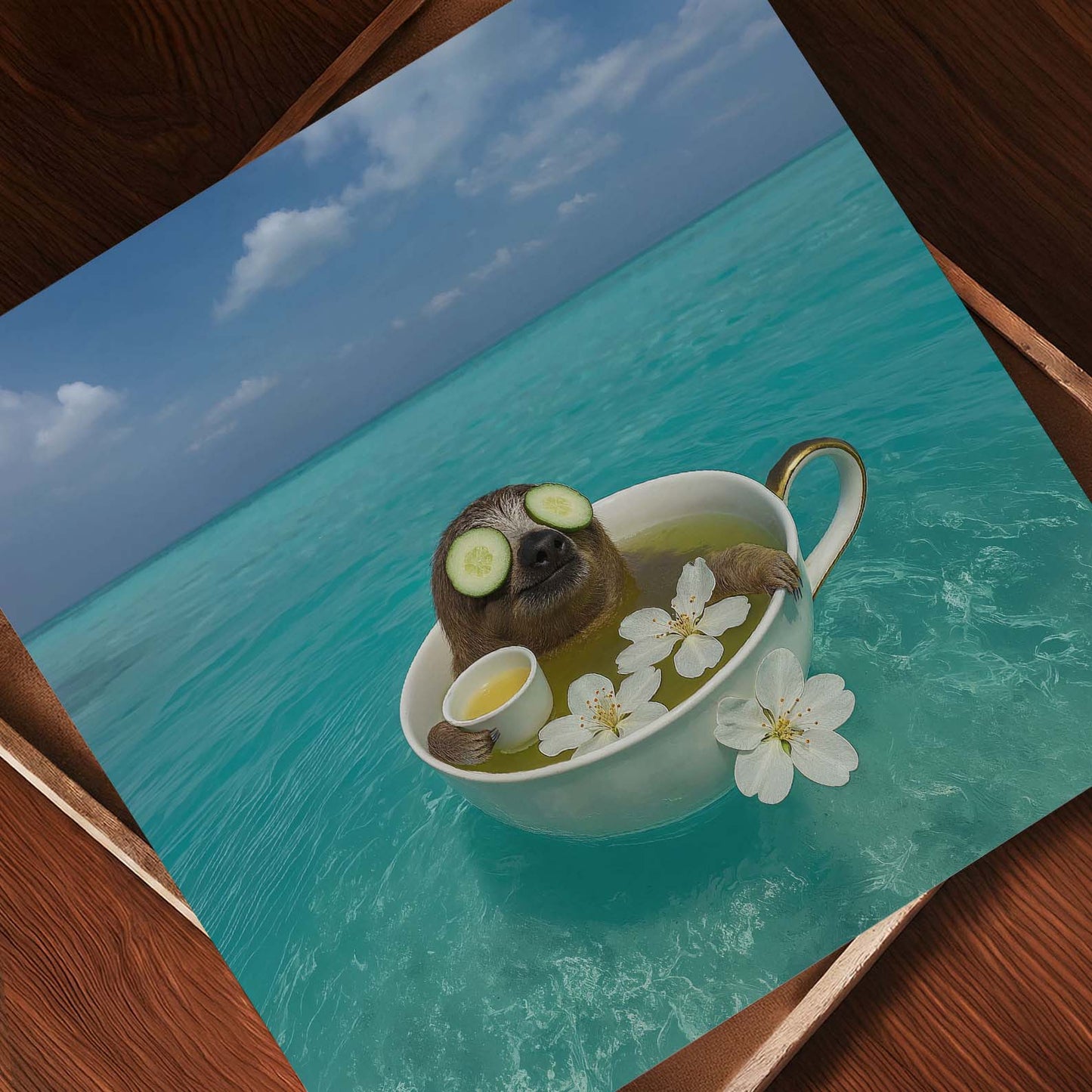 Ocean Teacup Spa, Square, Art Print