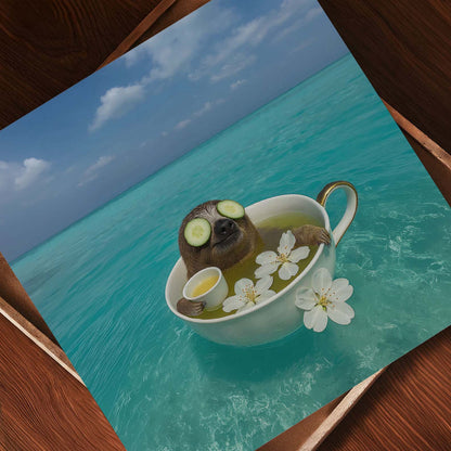 Ocean Teacup Spa, Square, Art Print
