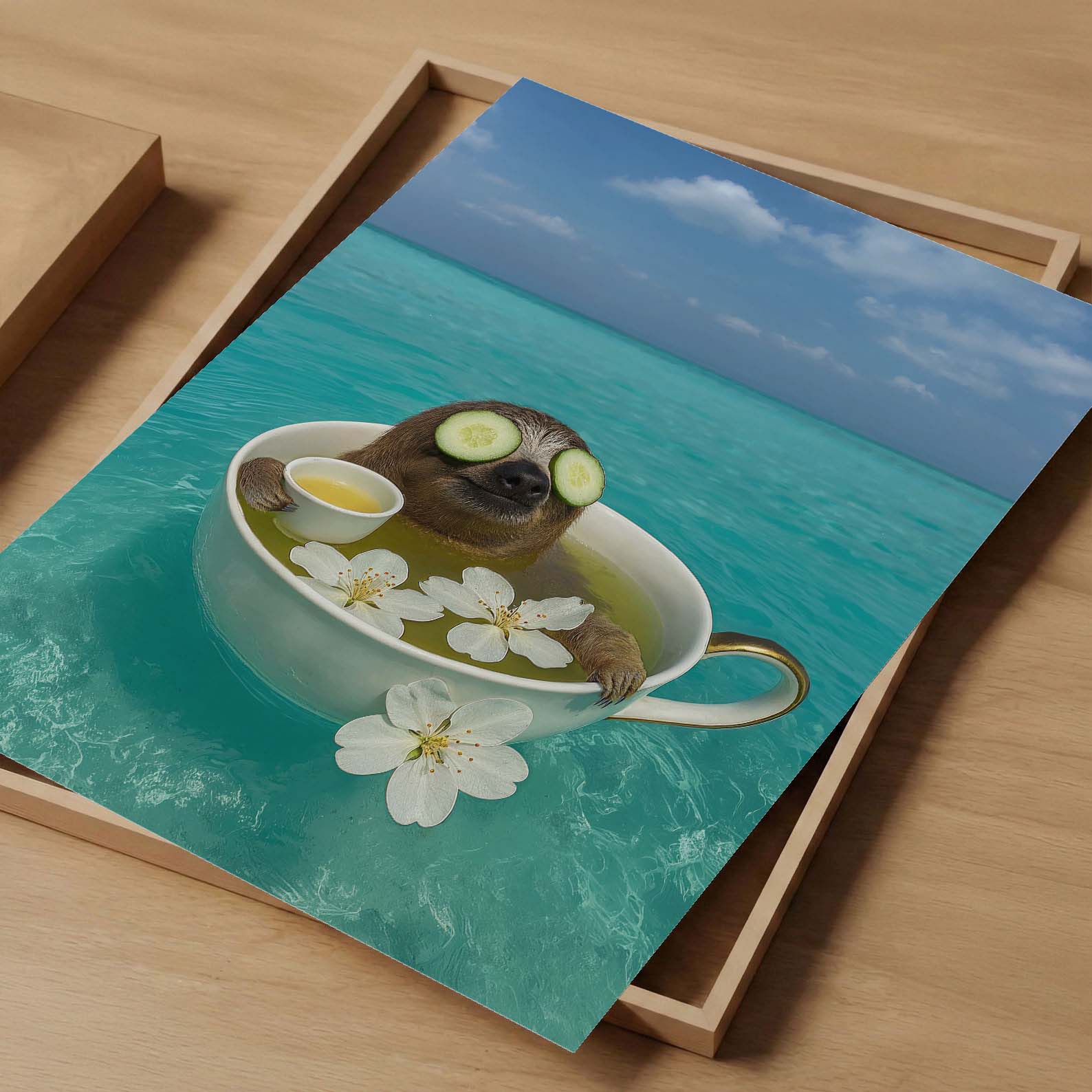 Ocean Teacup Spa, Vertical, Art Print