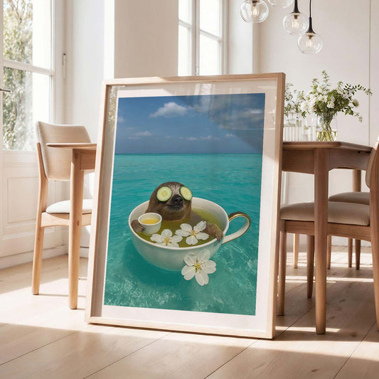 Ocean Teacup Spa, Vertical, Framed Art