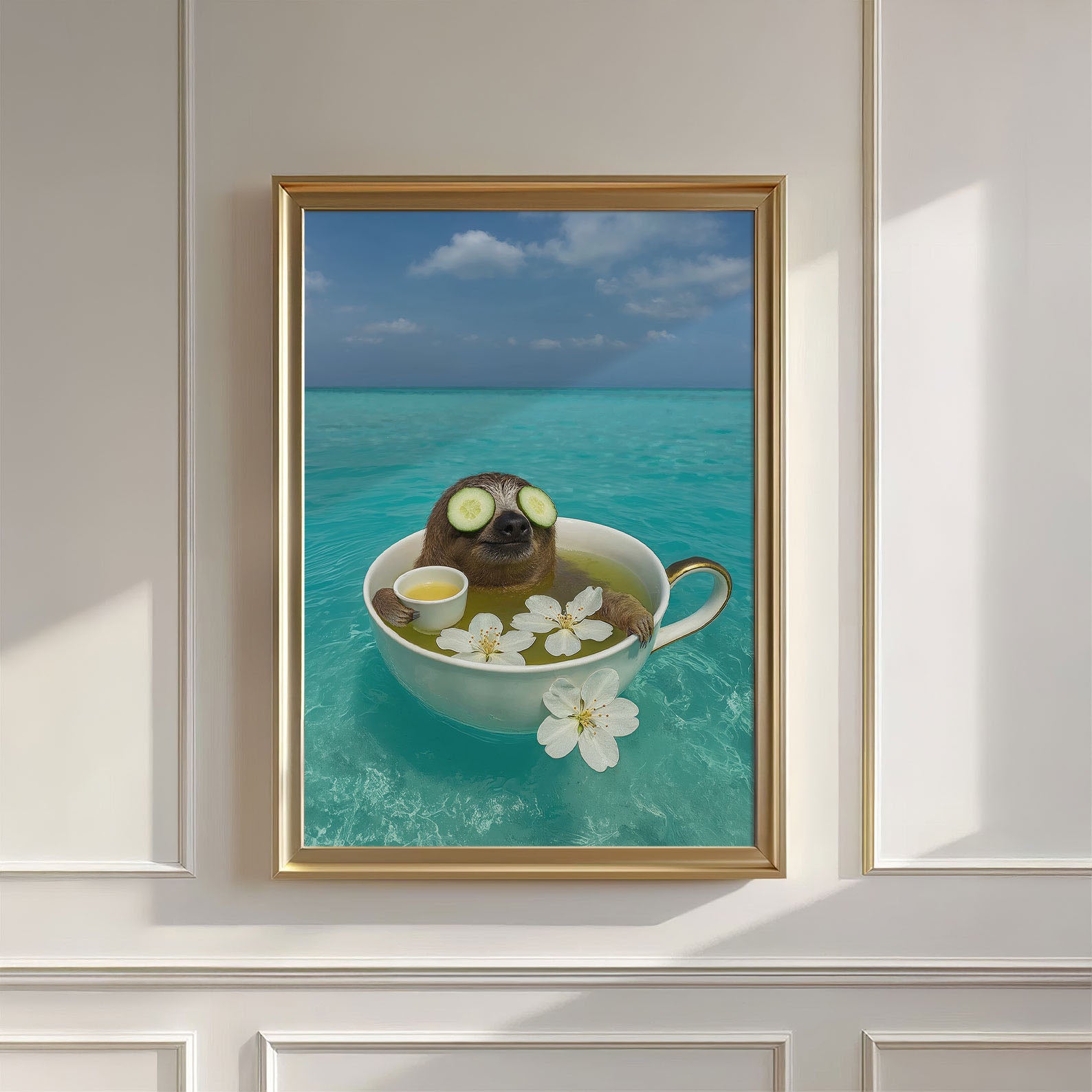 Ocean Teacup Spa, Vertical, Wall Art