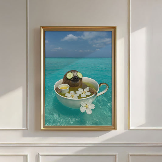 Ocean Teacup Spa, Vertical, Wall Art