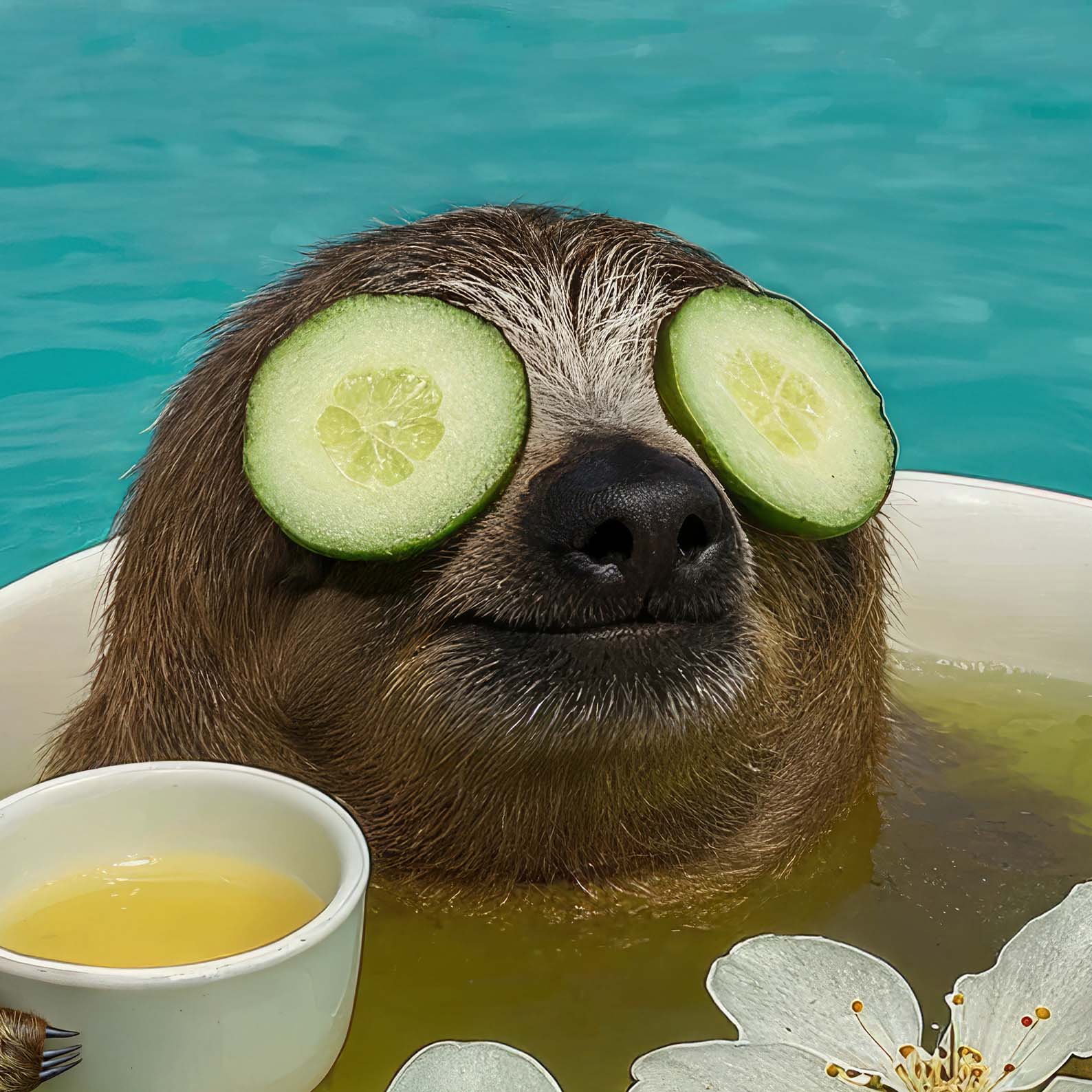 Extreme Close Up Detail Of Ocean Teacup Spa