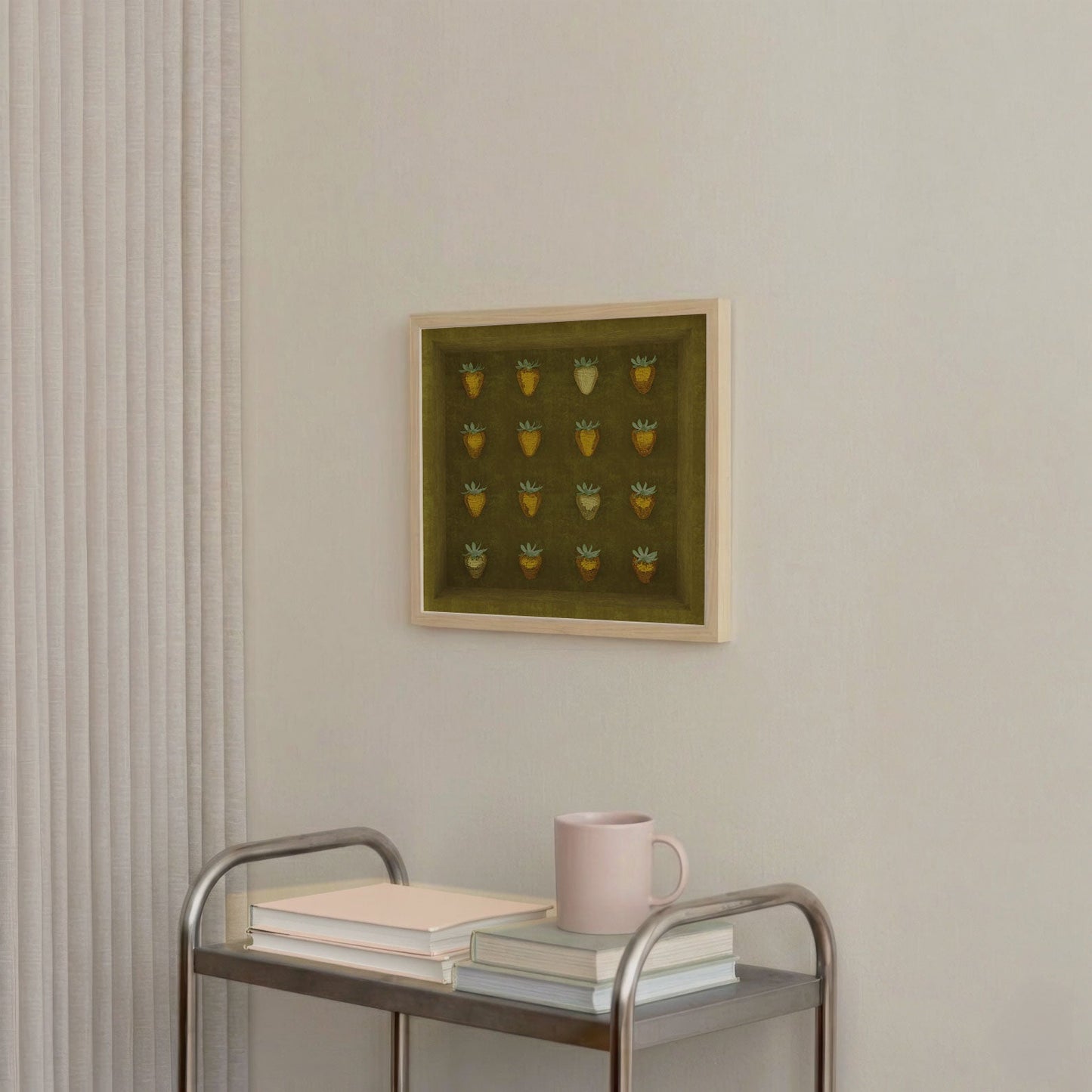 Olive Disco Berry Box, Square, Framed Art