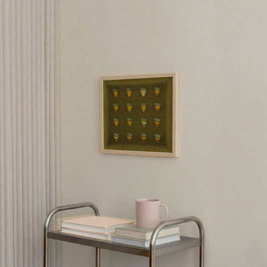 Olive Disco Berry Box, Square, Framed Art