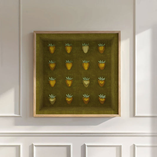 Olive Disco Berry Box, Square, Wall Art