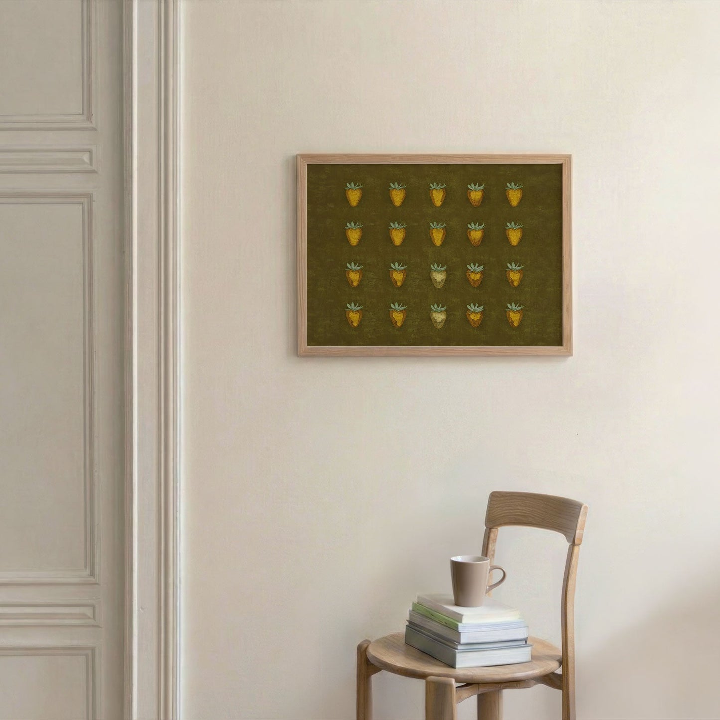 Olive Disco Berry Grid, Horizontal, Framed Art