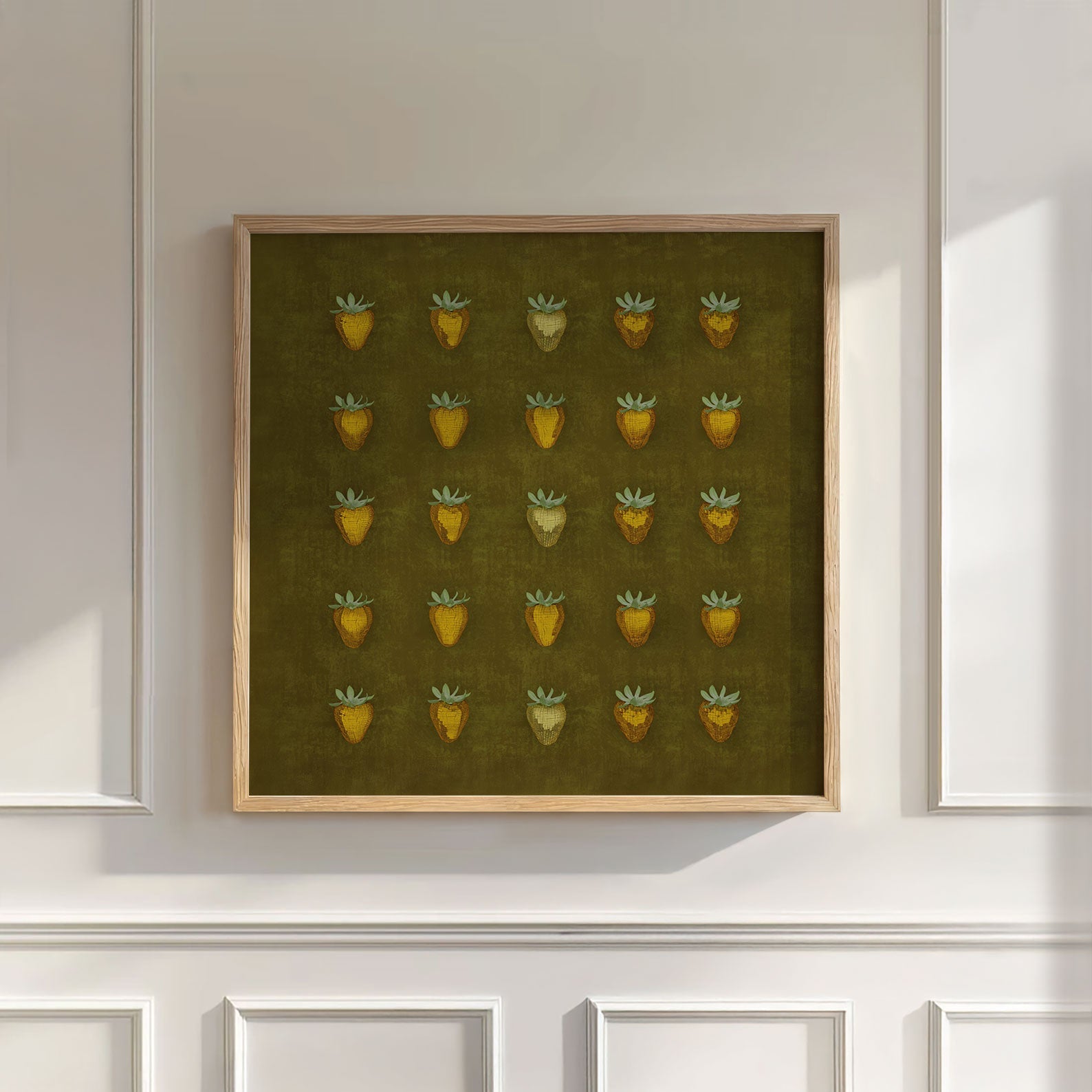 Olive Disco Berry Grid, Square, Wall Art