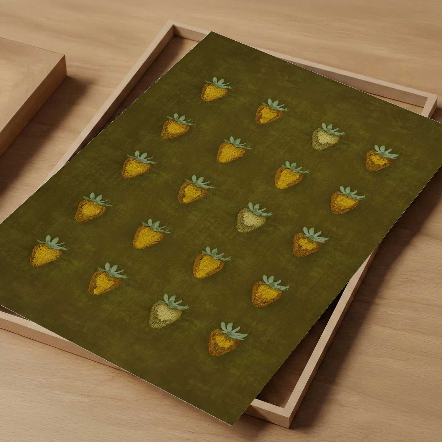 Olive Disco Berry Grid, Vertical, Art Print