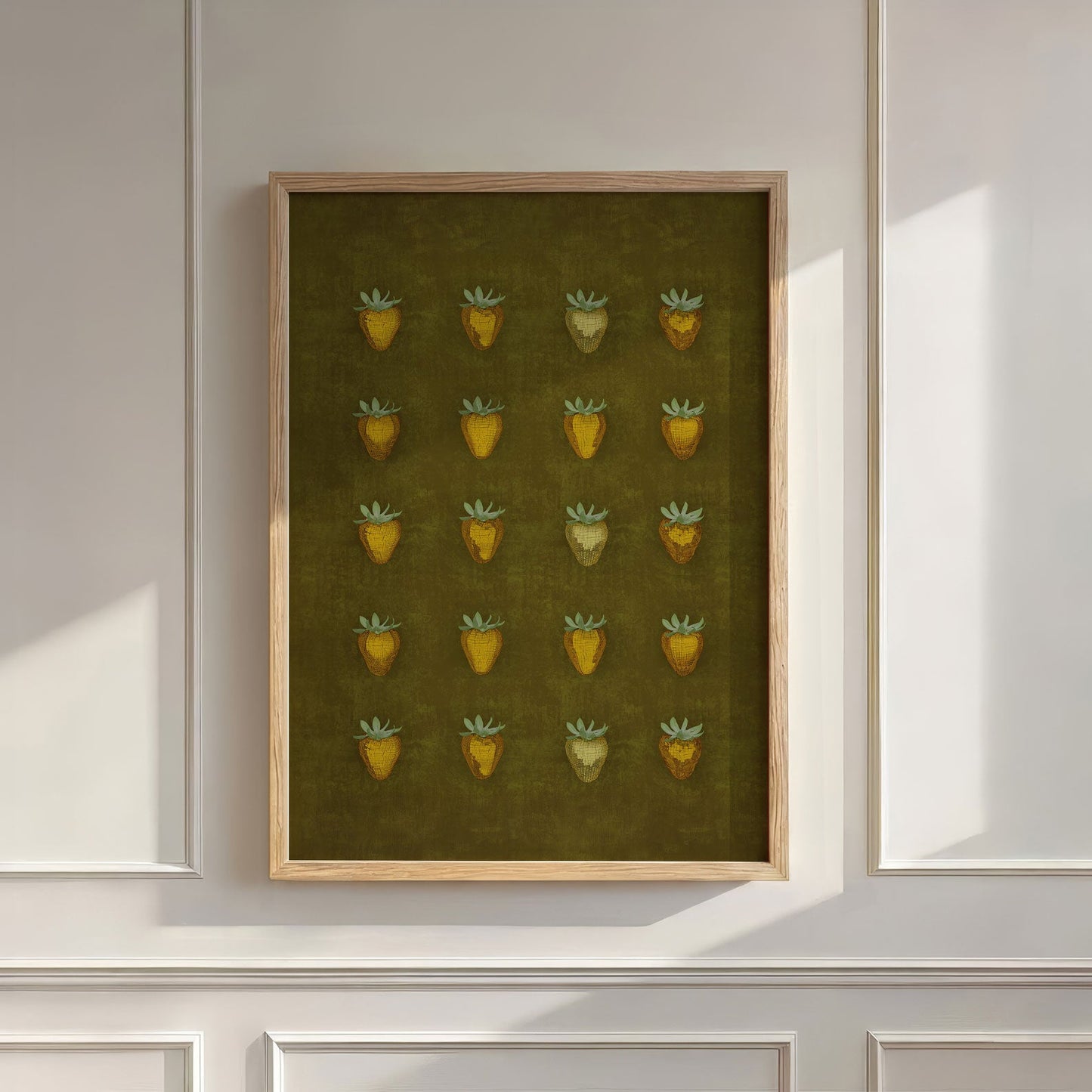 Olive Disco Berry Grid, Vertical, Wall Art