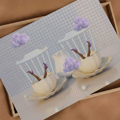 Periwinkle Cloud Duet, Horizontal, Art Print