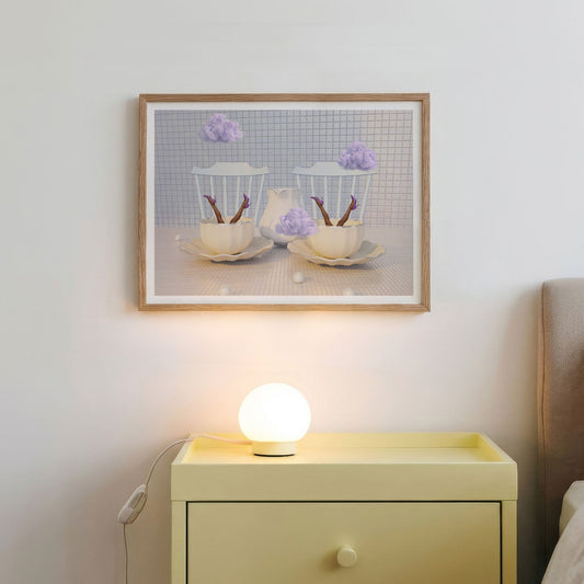 Periwinkle Cloud Duet, Horizontal, Framed Art