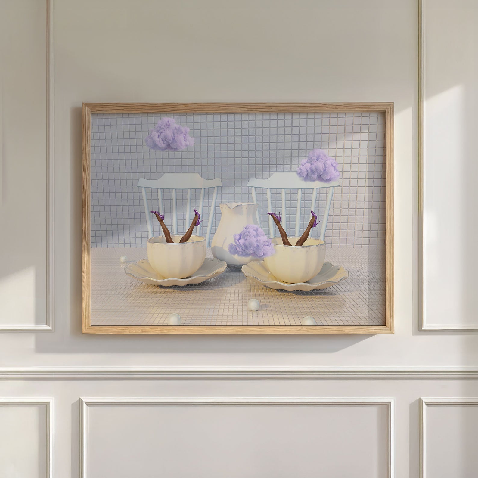 Periwinkle Cloud Duet, Horizontal, Wall Art