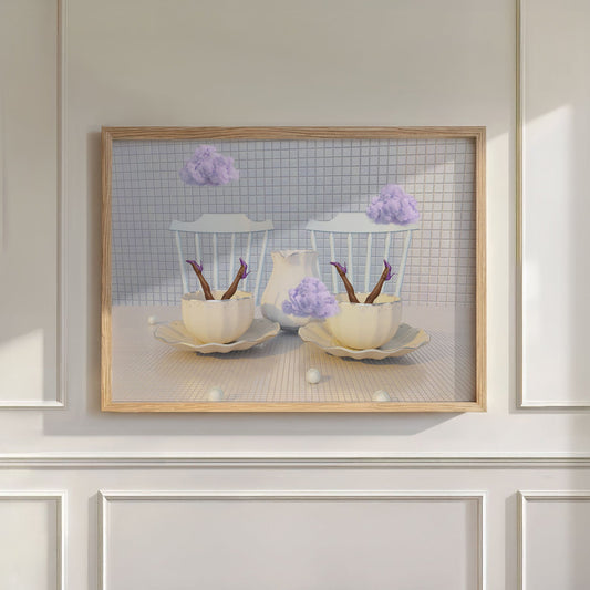 Periwinkle Cloud Duet, Horizontal, Wall Art