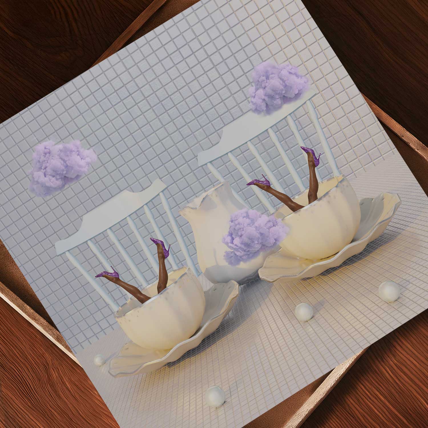 Periwinkle Cloud Duet, Square, Art Print