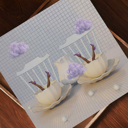 Periwinkle Cloud Duet, Square, Art Print