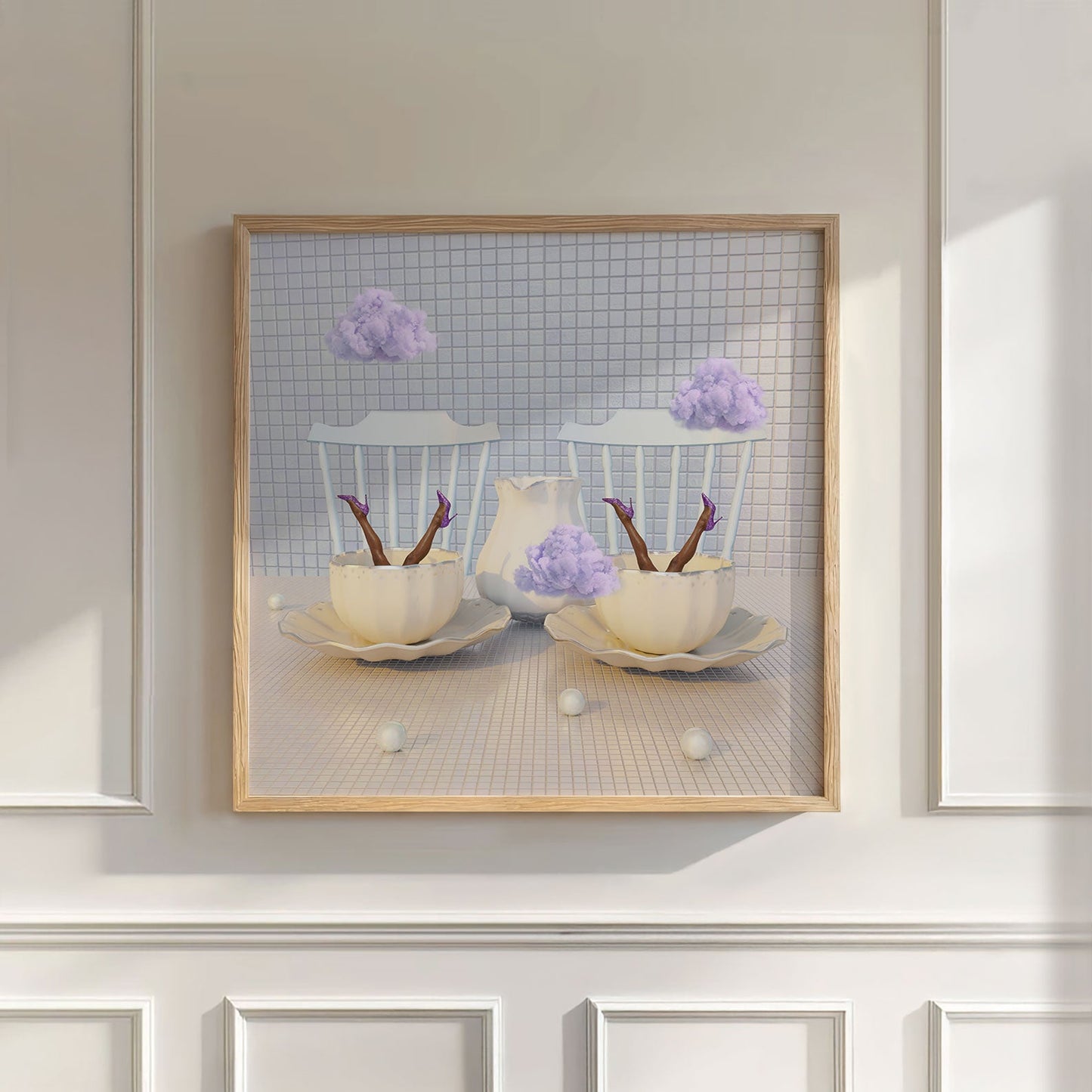 Periwinkle Cloud Duet, Square, Wall Art