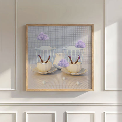 Periwinkle Cloud Duet, Square, Wall Art