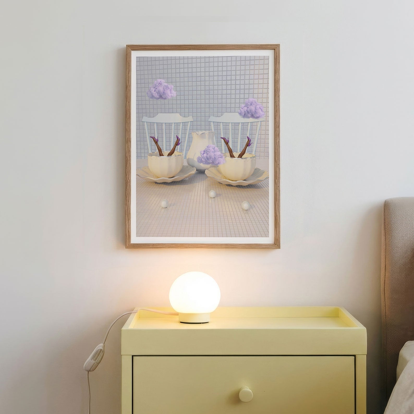 Periwinkle Cloud Duet, Vertical, Framed Art
