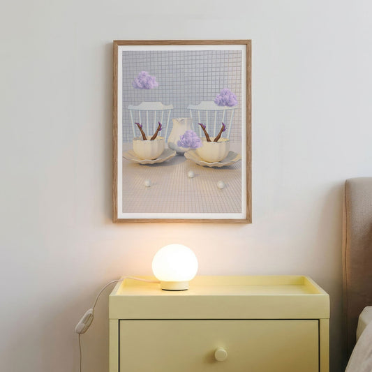 Periwinkle Cloud Duet, Vertical, Framed Art
