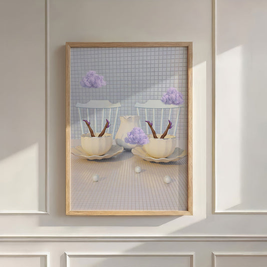 Periwinkle Cloud Duet, Vertical, Wall Art