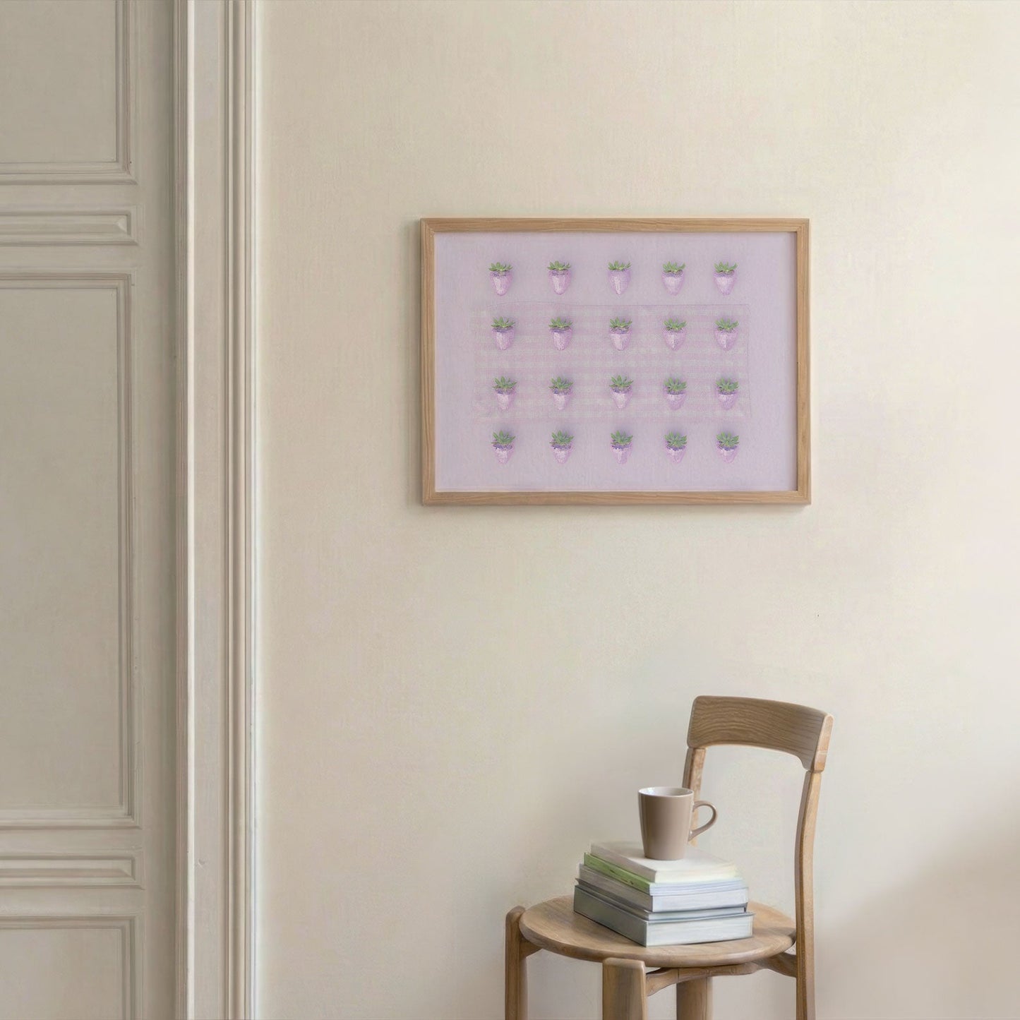 Pink Disco Berry Grid, Horizontal, Framed Art
