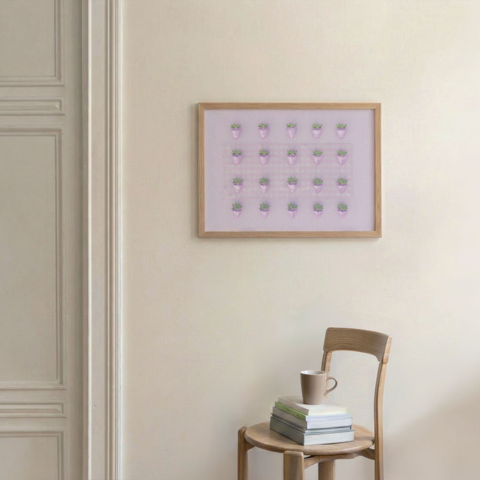 Pink Disco Berry Grid, Horizontal, Framed Art