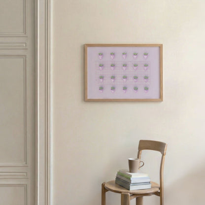 Pink Disco Berry Grid, Horizontal, Framed Art