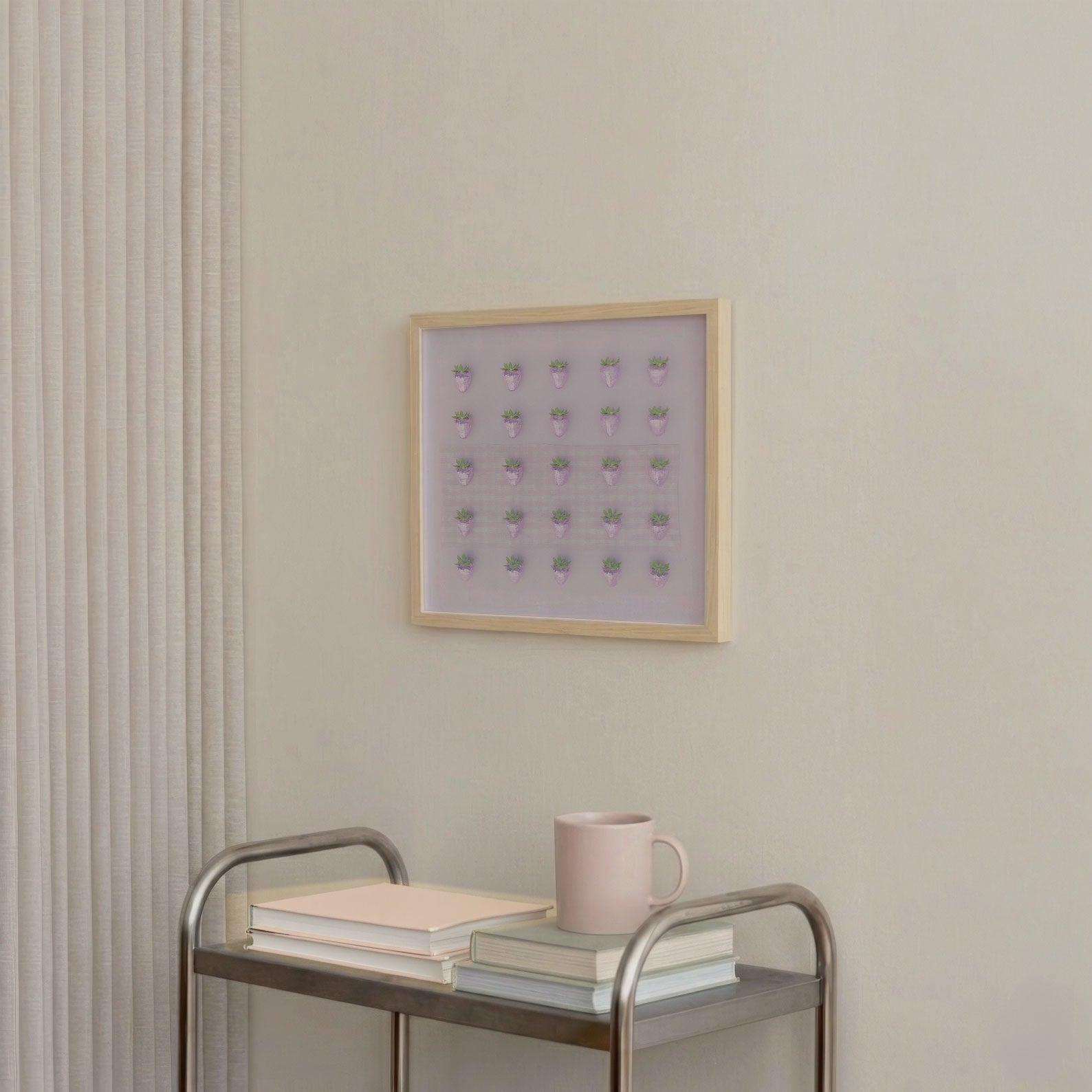 Pink Disco Berry Grid, Square, Framed Art